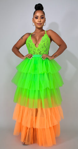 Neon Tulle Maxi Skirt