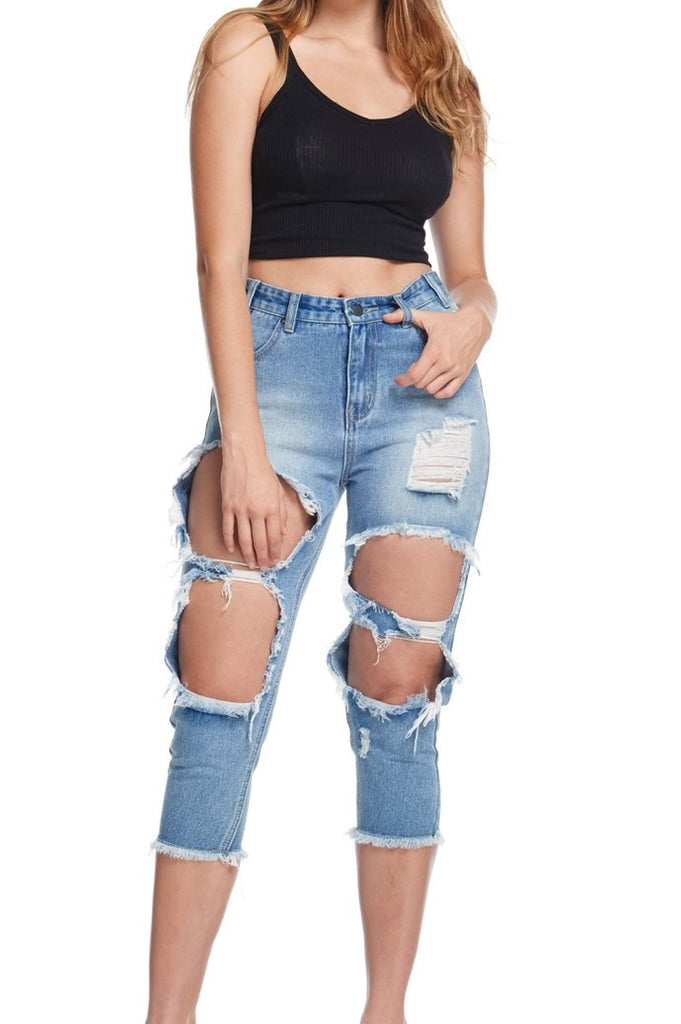 DESTROYED ANKLE BOYFRIEND JEANS – BellaDonna Dream Boutique