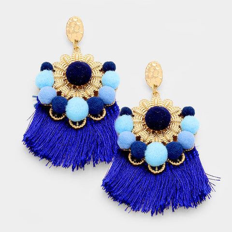 POM POM TASSEL EARRINGS