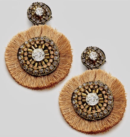 Multi Beaded Thread Fringe Earrings