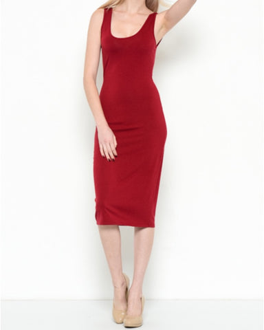 BACK SCOOP NECK MIDI DRESS