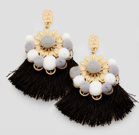 POM POM TASSEL EARRINGS