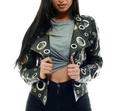 Leather Eyelet Jacket