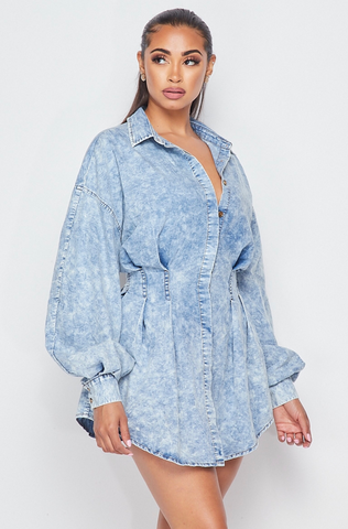 Acid Denim Shirt Dress